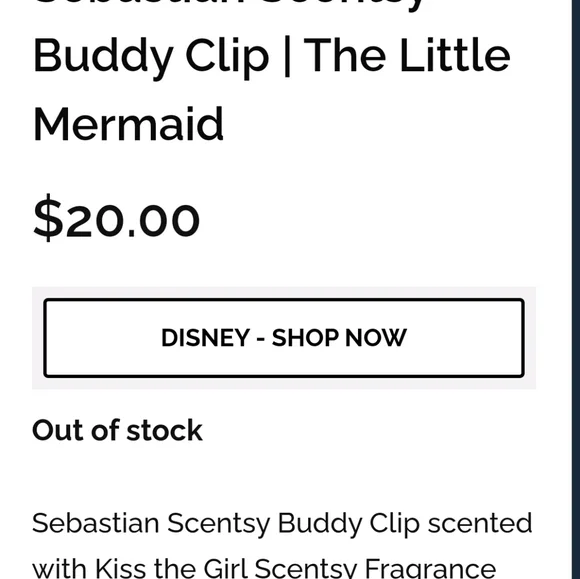NEW Scentsy SEBASTIAN Buddy CLIP from THE LITTLE MERMAID - Picture 5 of 7